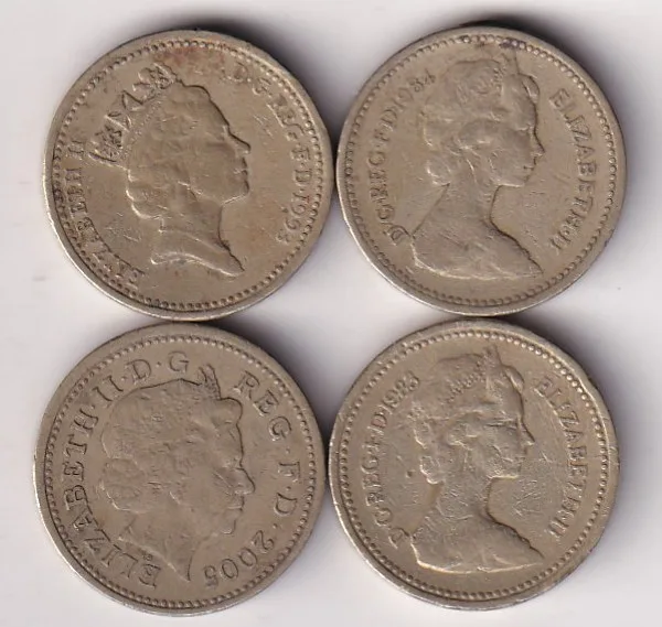 United Kingdom 4 Different One Pound Rare Commemorative Coin Set#X-24
