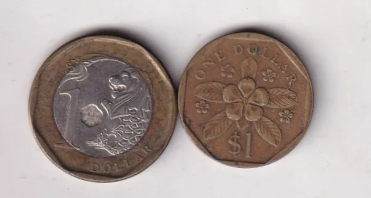 Singapore 2 Different One Dollar (Different Dates) Rare Coin Set#X-27