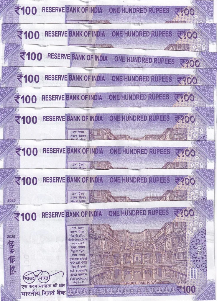 000200-001000 Fancy Number 100 Rupees Governor Sanjay Malhotra Gem Unc (9 Pcs) Set