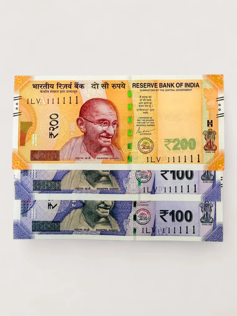 Rs 200 and 500 Ultra Unique Pair Set of Banknotes Same Number 1LV 111111 Gem UNC Unique and Rare