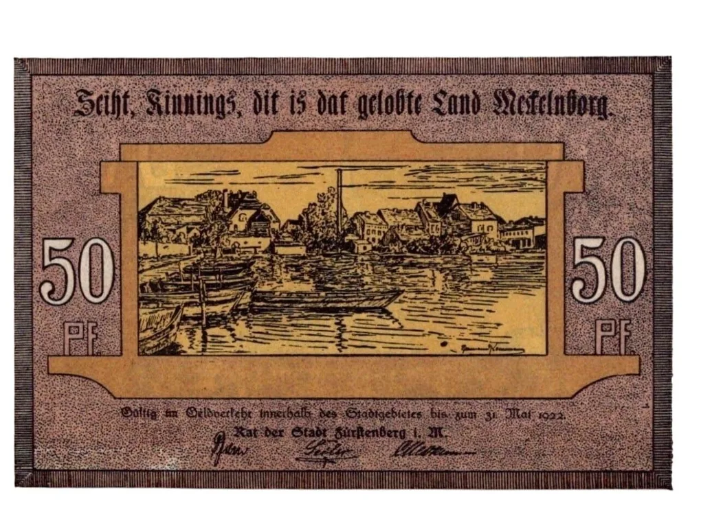 Germany Furstenberg 50 Pfennig Notgeld 1922 UNC Unique and Rare
