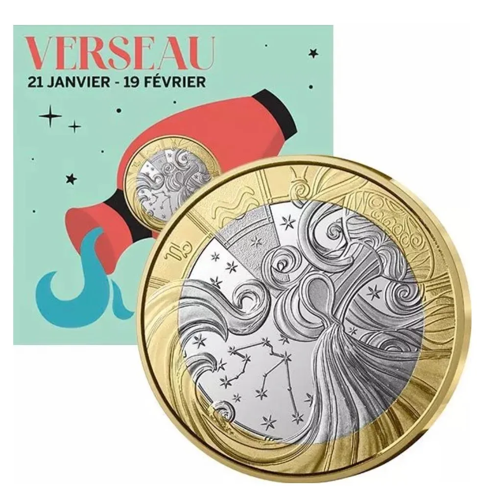 Euro Zodiac Series Verseau Aquarius 2025 Issue BU Coin 5 Euro Series Extremely Rare and Popular Across Europe