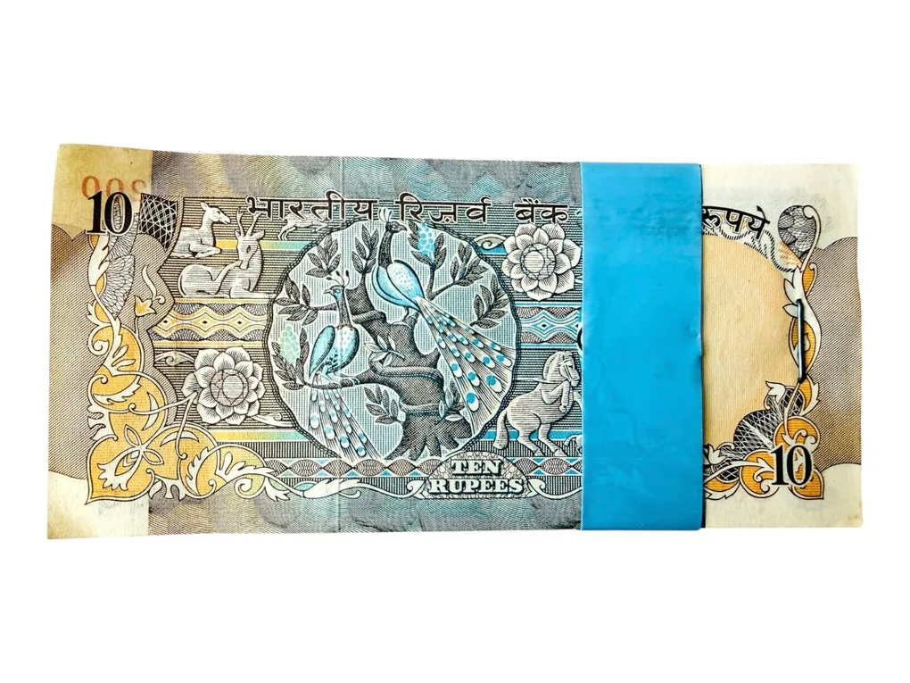 Rs 10 India Banknote Serial Bundle Peacock Issue Signed By I G Patel Inset A Unique and Rare UNC