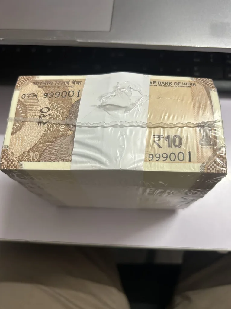 Rare RIM 10 Rupee Sealed Packed 999001 to 1000000 Super Fancy Number’s RBI Sealed 10 Bundles 999999 & 1000000 Notes Included