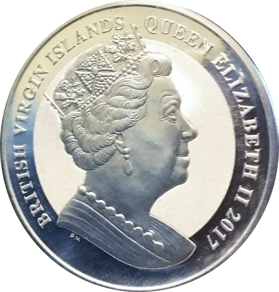 British Virgin Islands 1 Dollar - 2017 Reverse Proof Silver Bullion-date) Composition Silver (.999) Weight 31.107 g Gem Unc with cover pubjoy mint ishu Rare Coin #38