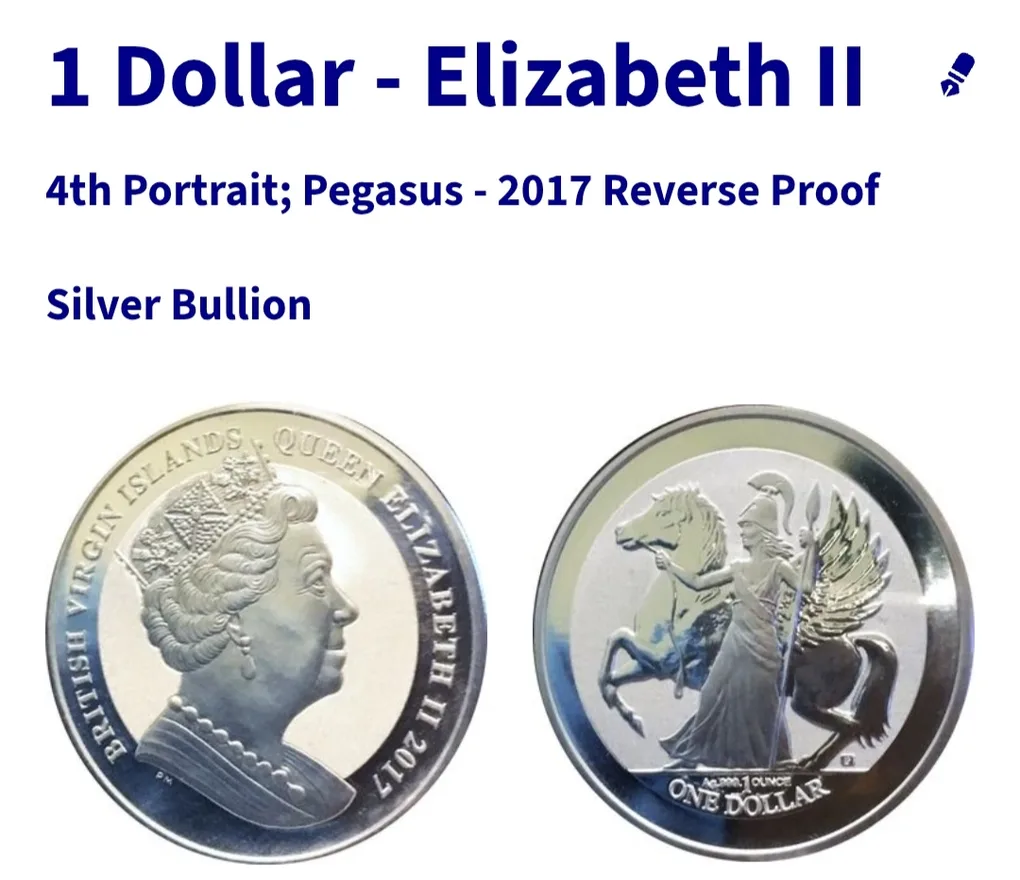 British Virgin Islands 1 Dollar - 2017 Reverse Proof Silver Bullion-date) Composition Silver (.999) Weight 31.107 g Gem Unc with cover pubjoy mint ishu Rare Coin #38