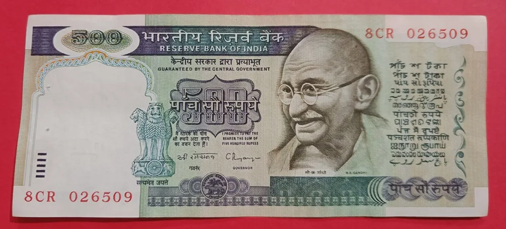500 Rs 1st Issue Dandi UNC Condition Note