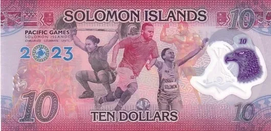 Pacific Games Solomon Islands 10 Dollars 2023 Polymer Unc Note