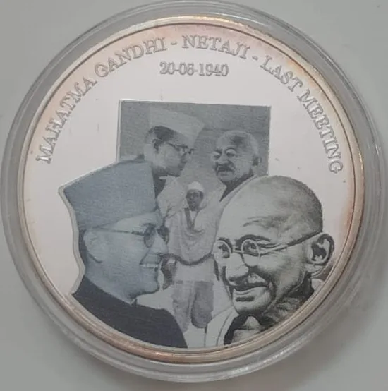 Mahatma Gandhi - Netaji - Last Meeting 20 June 1940 Silver Plated Medallion