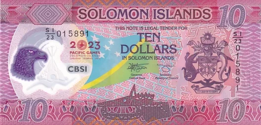 Pacific Games Solomon Islands 10 Dollars 2023 Polymer Unc Note