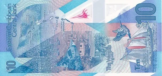 10 Dollars 2019 East Caribbean Queen Elizabeth Unc Polymer Note