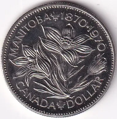 Canada Manitoba 1870-1970 One Dollar Unc 32 mm Coin