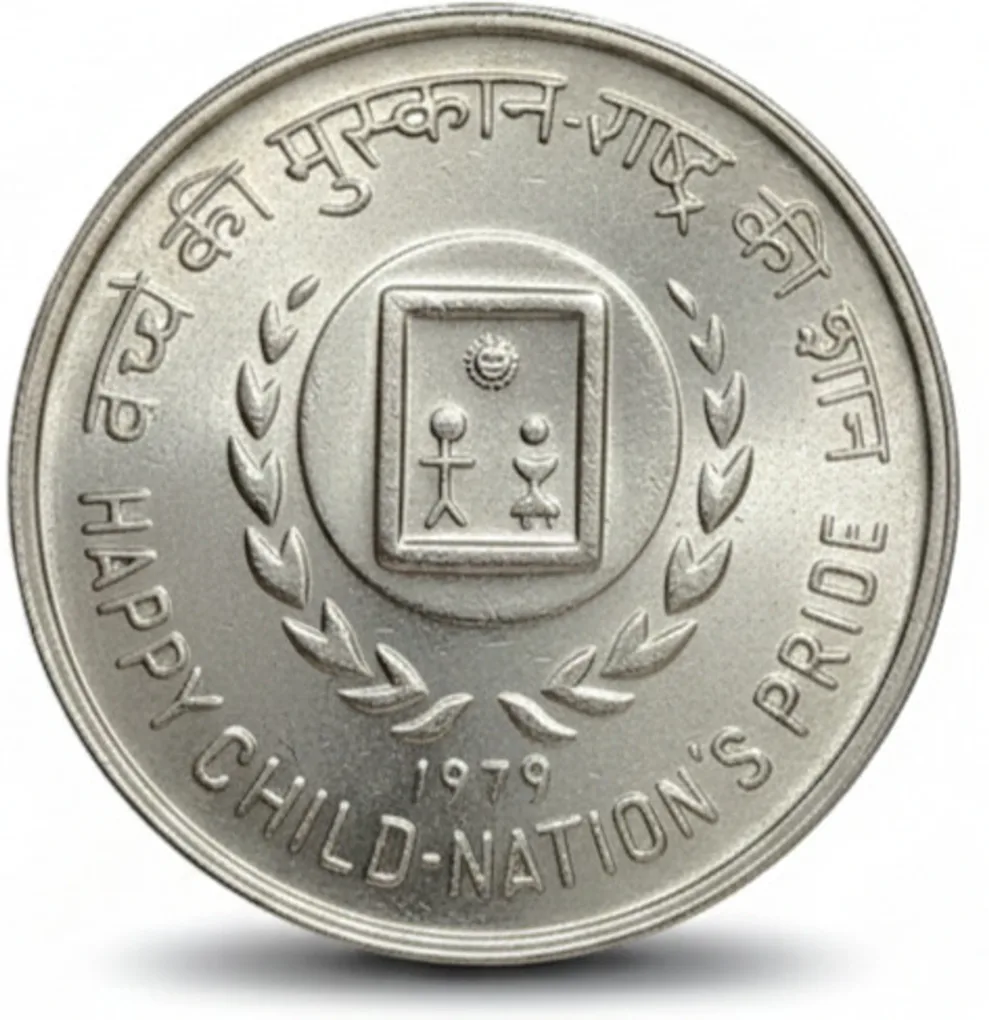 India 50 Rupees 1979 - International Year of the Child Commemorative issue UNC Mint Pack Silver Coin with Capsule #C-21