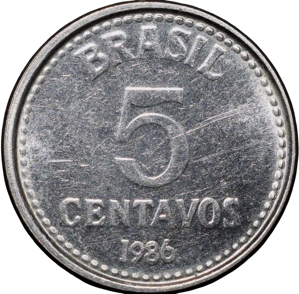 Steel 5 Centavos of Brasil (AD 1986) with State emblem