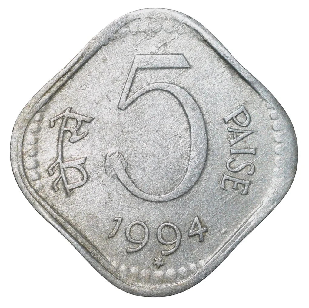 Aluminium 5 Paise of Republic India (AD 1994) of Hyderabad Mint Rare Date