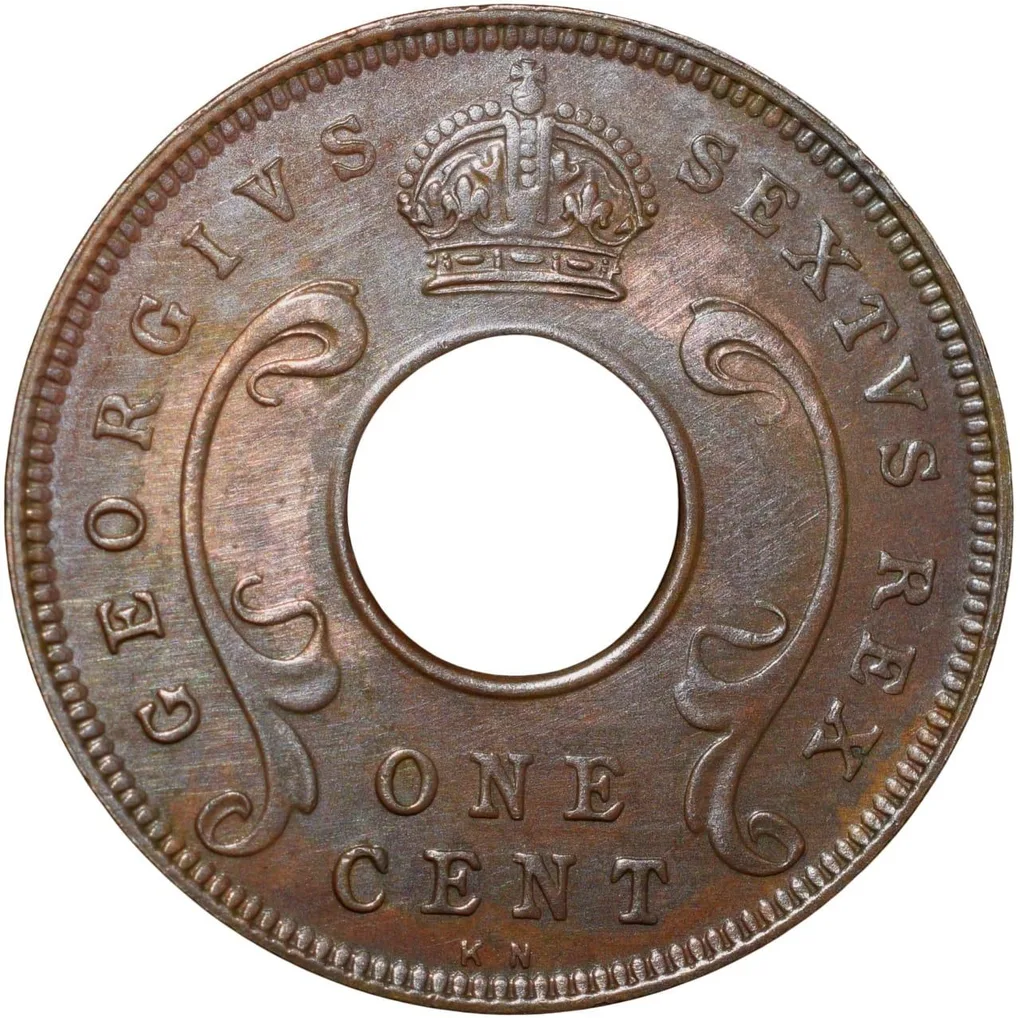 Bronze 1 Cent of George VI (AD 1951) of East Africa in About UNC Grade