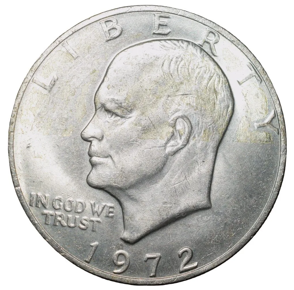 Old Copper-Nickel 1 Dollar of USA (AD 1972) Large "Eisenhower Dollar" The Apollo 11 Mission Insignia Scarce