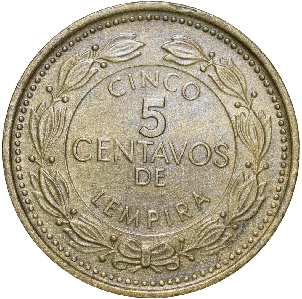 Brass 5 Centavos of Honduras Country (AD 1999) About UNC Grade