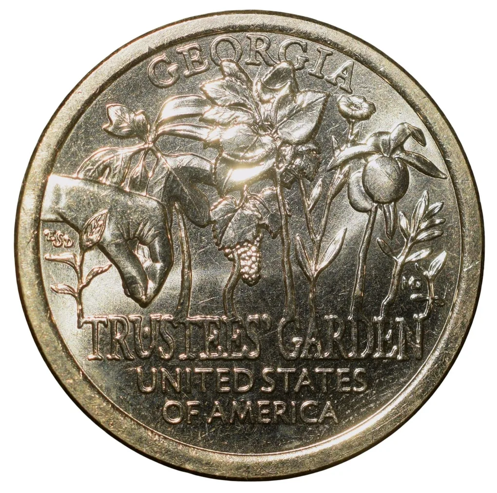 Brass 1 Dollar of United States of America (AD 2019) Commemorative Issue American Innovation - Georgia UNC Grade