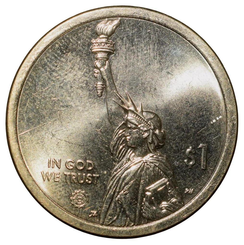 Brass 1 Dollar of United States of America (AD 2019) Commemorative Issue American Innovation - Georgia UNC Grade