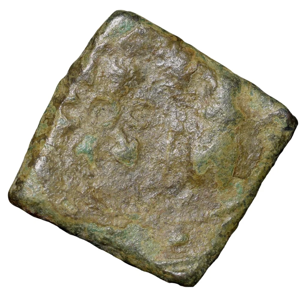 Copper Coin of Bharuch(2nd Cen. BC) with Pair of Mugamukhe/Mahakal . . . Rare