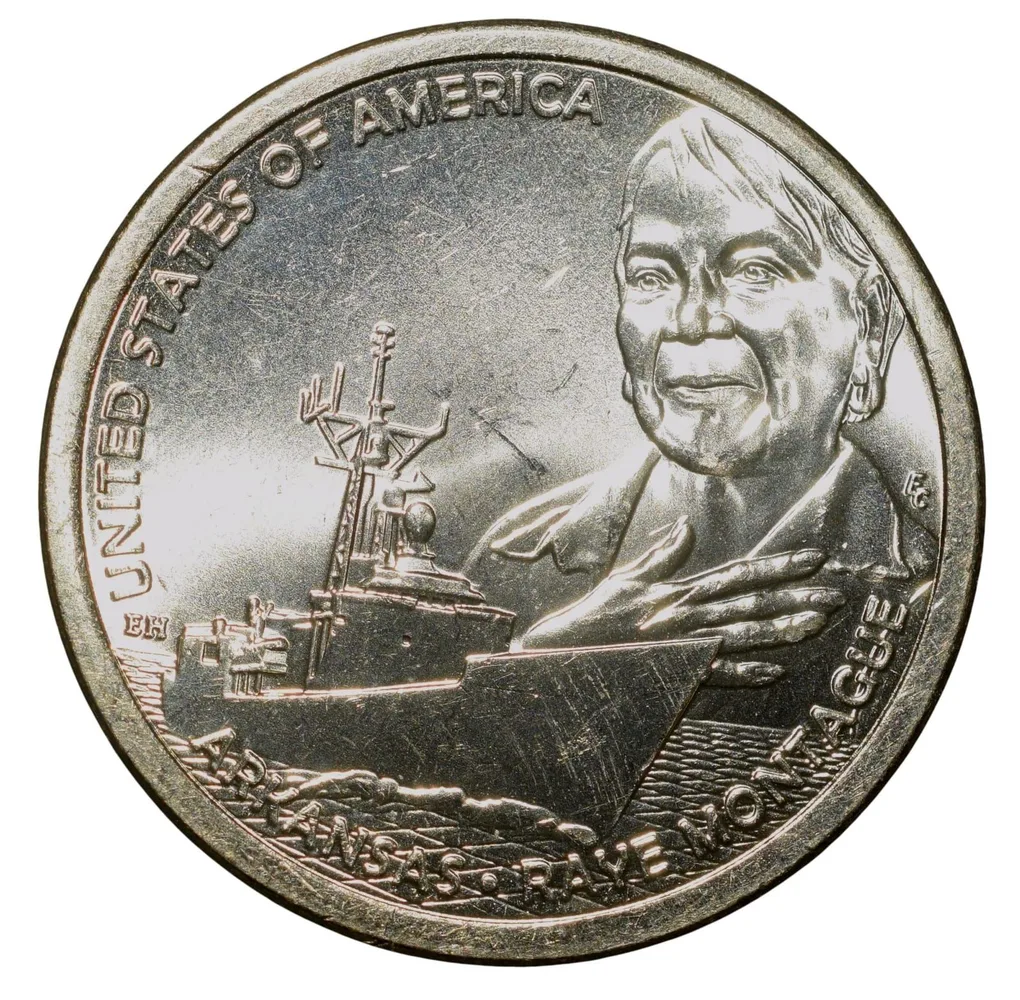 Brass 1 Dollar of United States of America (AD 2025) Commemorative Issue Honoring Innovation in Arkansas UNC Grade