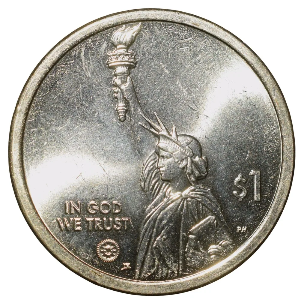 Brass 1 Dollar of United States of America (AD 2025) Commemorative Issue Honoring Innovation in Arkansas UNC Grade