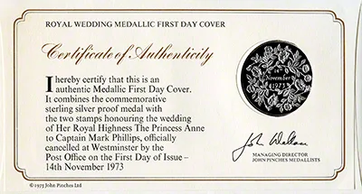 United Kingdom Medal (1973) - Princess Anne & Mark Phillips Royal Wedding; Medallic First Day Cover