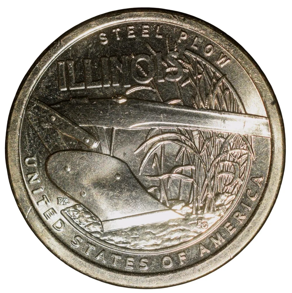 Brass 1 Dollar of United States of America (AD 2024) Commemorative Issue Honoring Innovation in Illinois UNC Grade