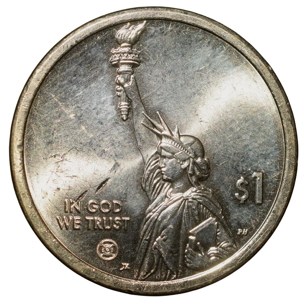 Brass 1 Dollar of United States of America (AD 2024) Commemorative Issue Honoring Innovation in Illinois UNC Grade