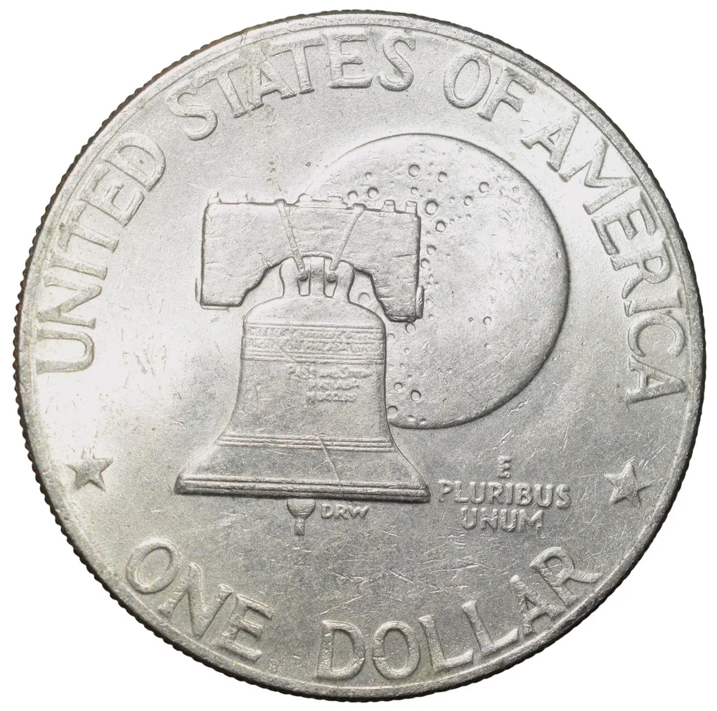 Old Copper-Nickel 1 Dollar of USA (AD 1976) Large "Eisenhower Dollar" United States 200th Anniversary of Independence Scarce
