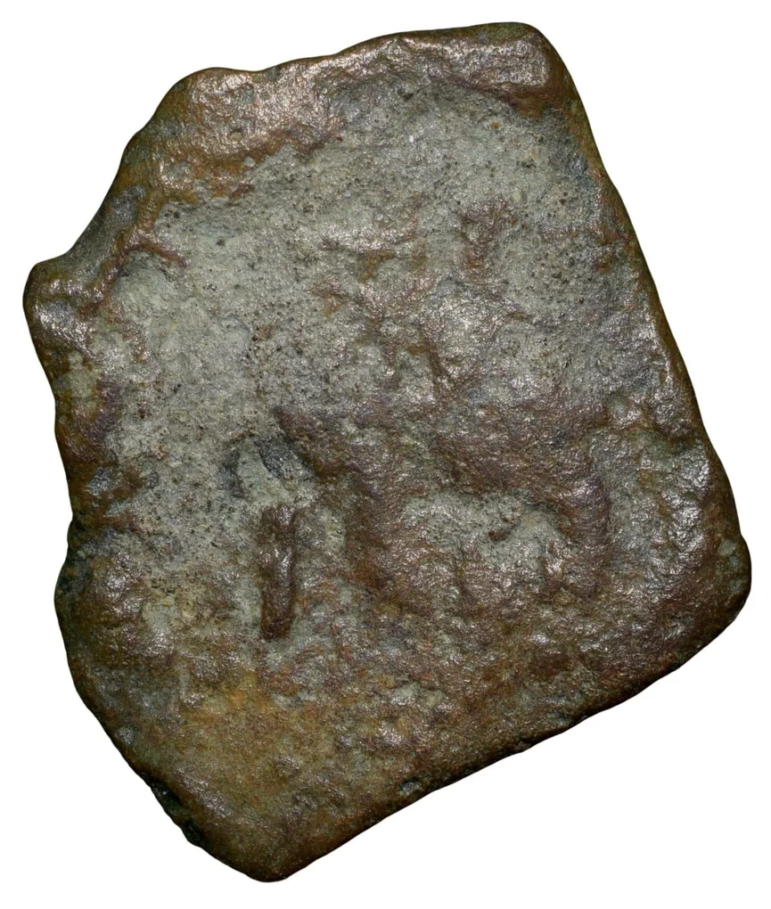 Copper coin of Satakarni of Satavahana Dynasty(1st Cen.BC) from Daunath Region w/Elephant-Tree Railing Type