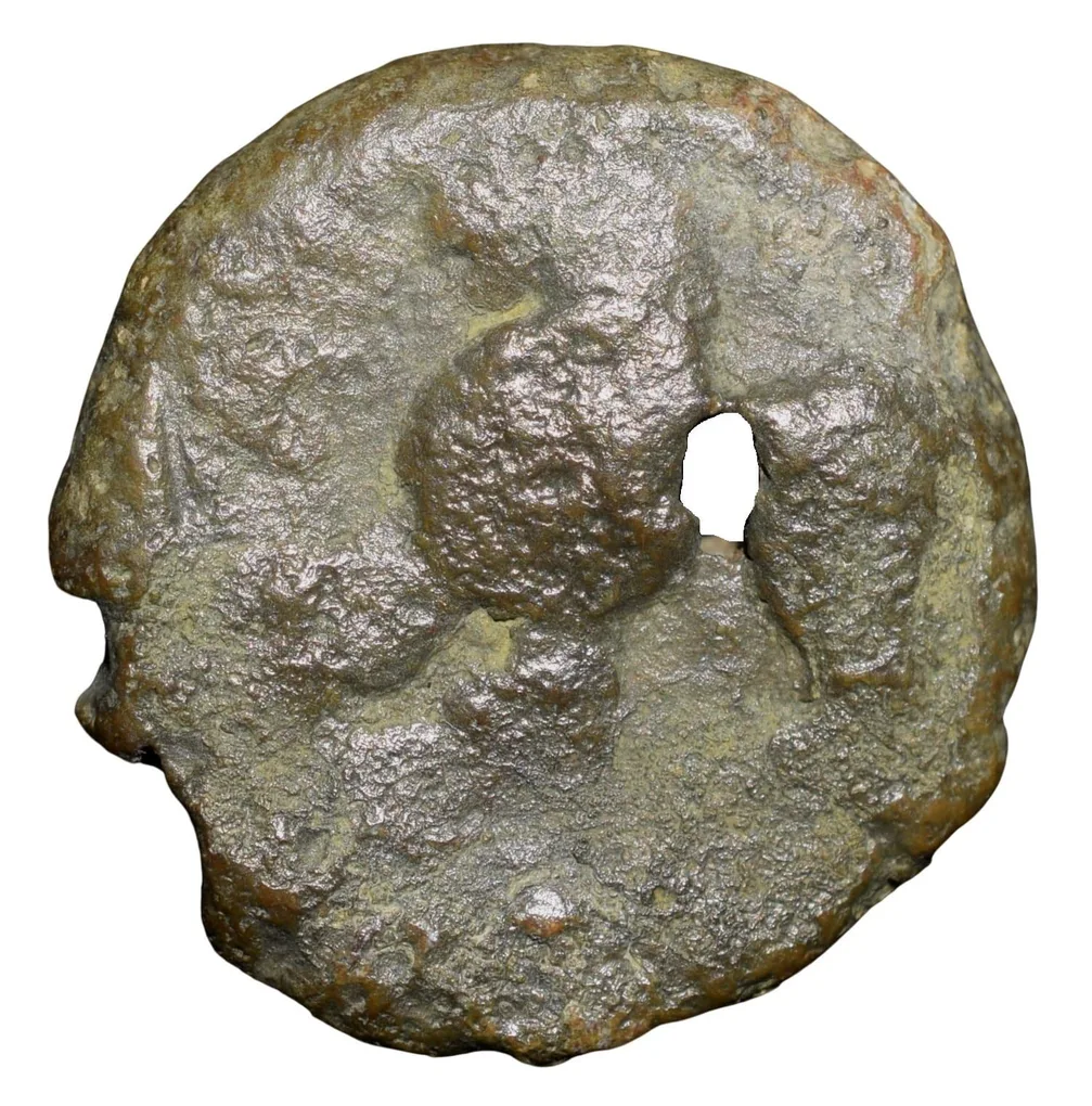 Naturally Holed Lead Heavy Coin of Sivasiri Pulumavis of Satavahana Dynasty(100 BC) from Karad Lion/Ujjaini