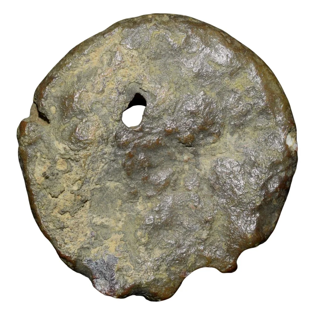 Naturally Holed Lead Heavy Coin of Sivasiri Pulumavis of Satavahana Dynasty(100 BC) from Karad Lion/Ujjaini