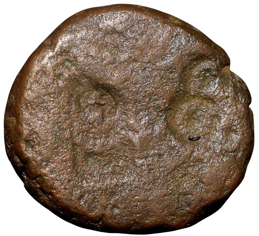 Copper Round Punched-Marked from Ujjaini(2nd Cen. BC) with Mahakal - Deadly form of Lord Shiva