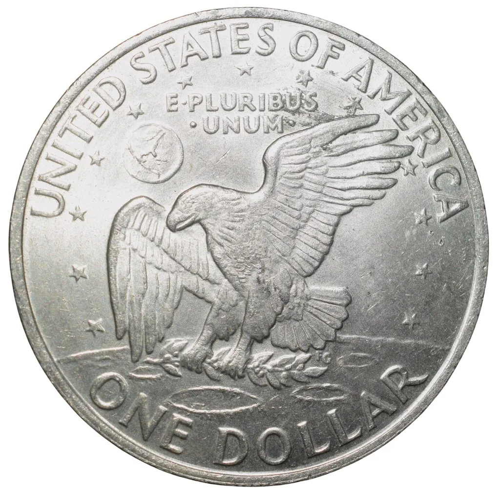 Old Copper-Nickel 1 Dollar of USA (AD 1971) Large "Eisenhower Dollar" The Apollo 11 Mission Insignia Scarce