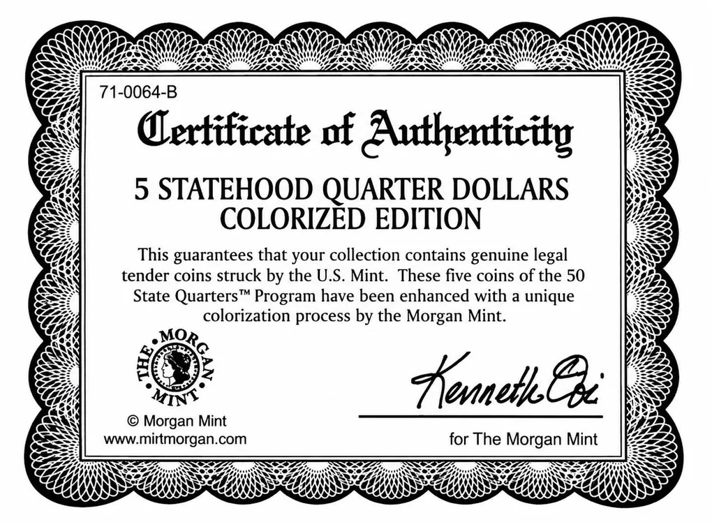 Extremely Rare State Quarter Dollars United States of America Uncirculated Proof Coins Authenticity Certificate Morgan Mint By USA Issue Coin 2006 Year The Morgan Mint