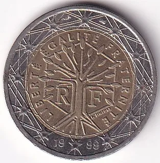 2 Euros Bi Metallic France 1999 Coin