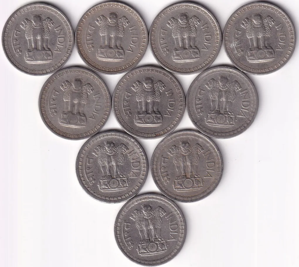 Old Issue 10 Different Years Collection Lot 50 Paise Republic India 1960 to 1971 Set