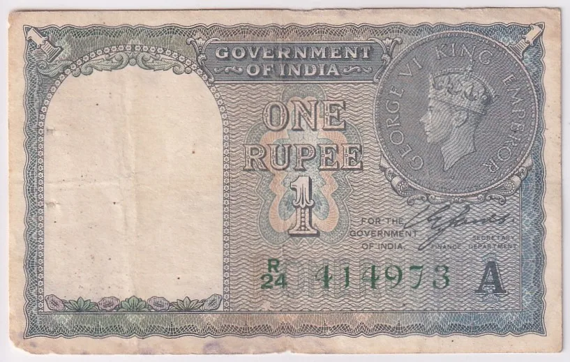 One Rupee 1940 Fine Condition Note of King George VI British India #4