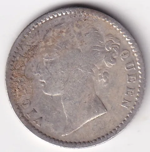 East India Company 1/4 Rupee Divided Legend 1840 Victoria Queen Silver Coin Rare #1