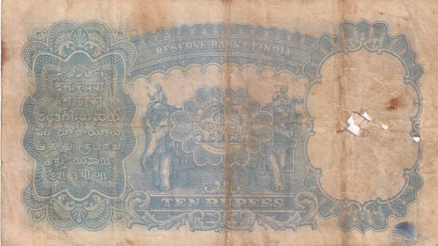 Very Fine 10 Rupees Side Face J B Taylor Signature British India Note Rare #3