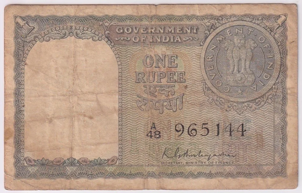 Republic India 1 Rupee 1951 K G Ambegaonkar Signed Note #3