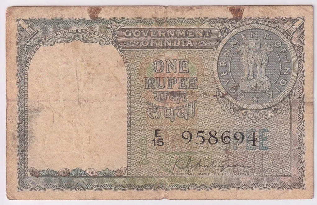 Republic India 1 Rupee 1951 K G Ambegaonkar Signed Note #5