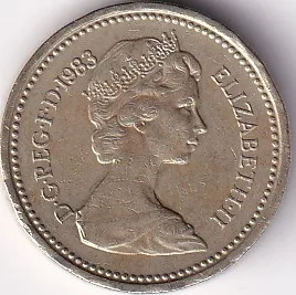 United Kingdom 1 Pound UK 1983 2Th Portrait Nickel Brass Used Coin