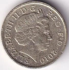United Kingdom 1 Pound Royal Shield 2010 Nickel Brass Used Coin