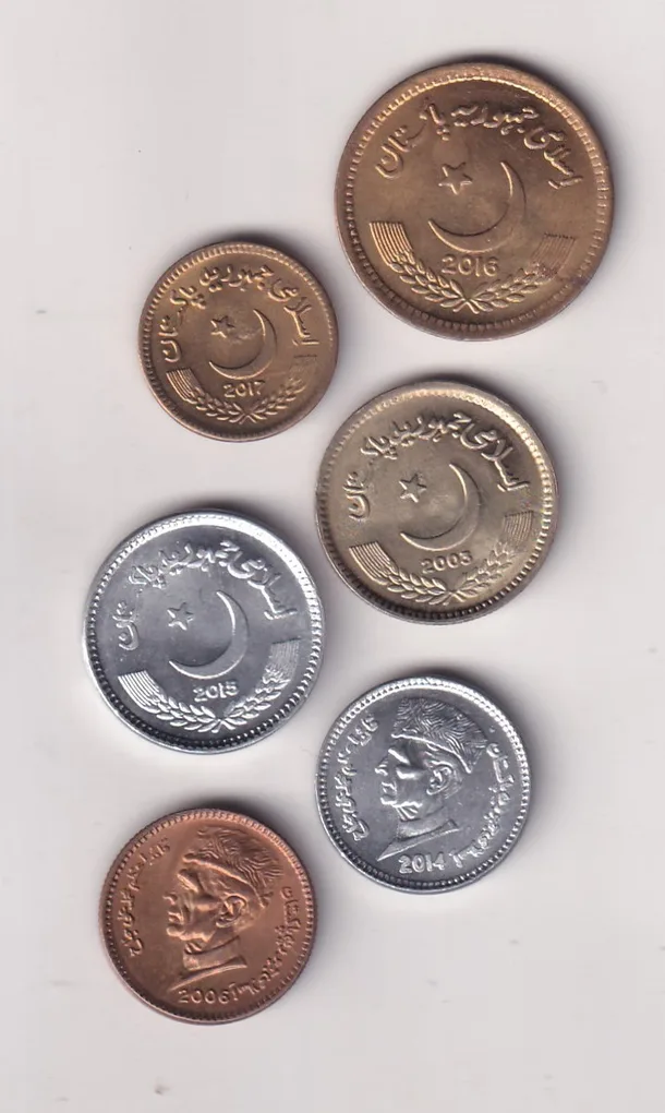 6 Different Denomination Pakistan rare UNC ( 5 Coin Set) #X-64