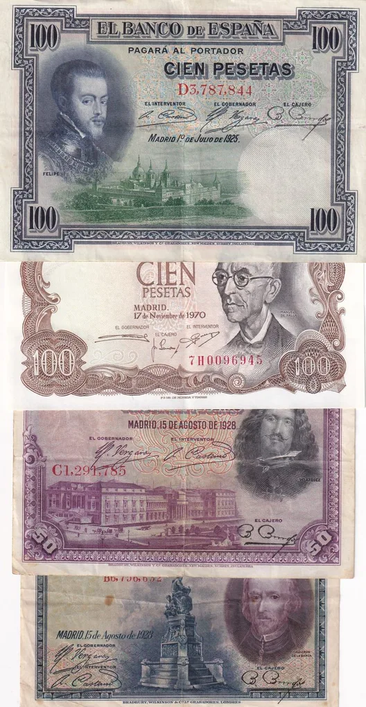 Spain 4 Different Rare Note (4 Pcs) Set#*1