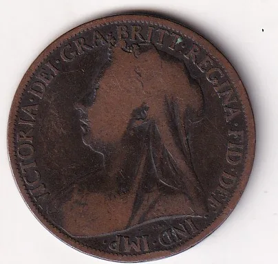 United Kingdom 1 Penny 1901 (Victoria ) Rare Coin #E-36
