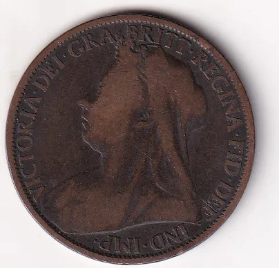 United Kingdom 1 Penny 1900 (Victoria ) Rare Coin #E-37